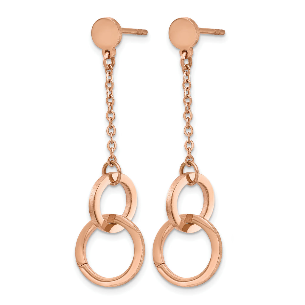 Stainless Steel Rose Gold-Tone Polished Drop Dangle Earrings for Women