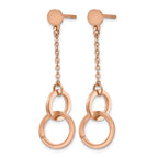 Stainless Steel Rose Gold-Tone Polished Drop Dangle Earrings for Women