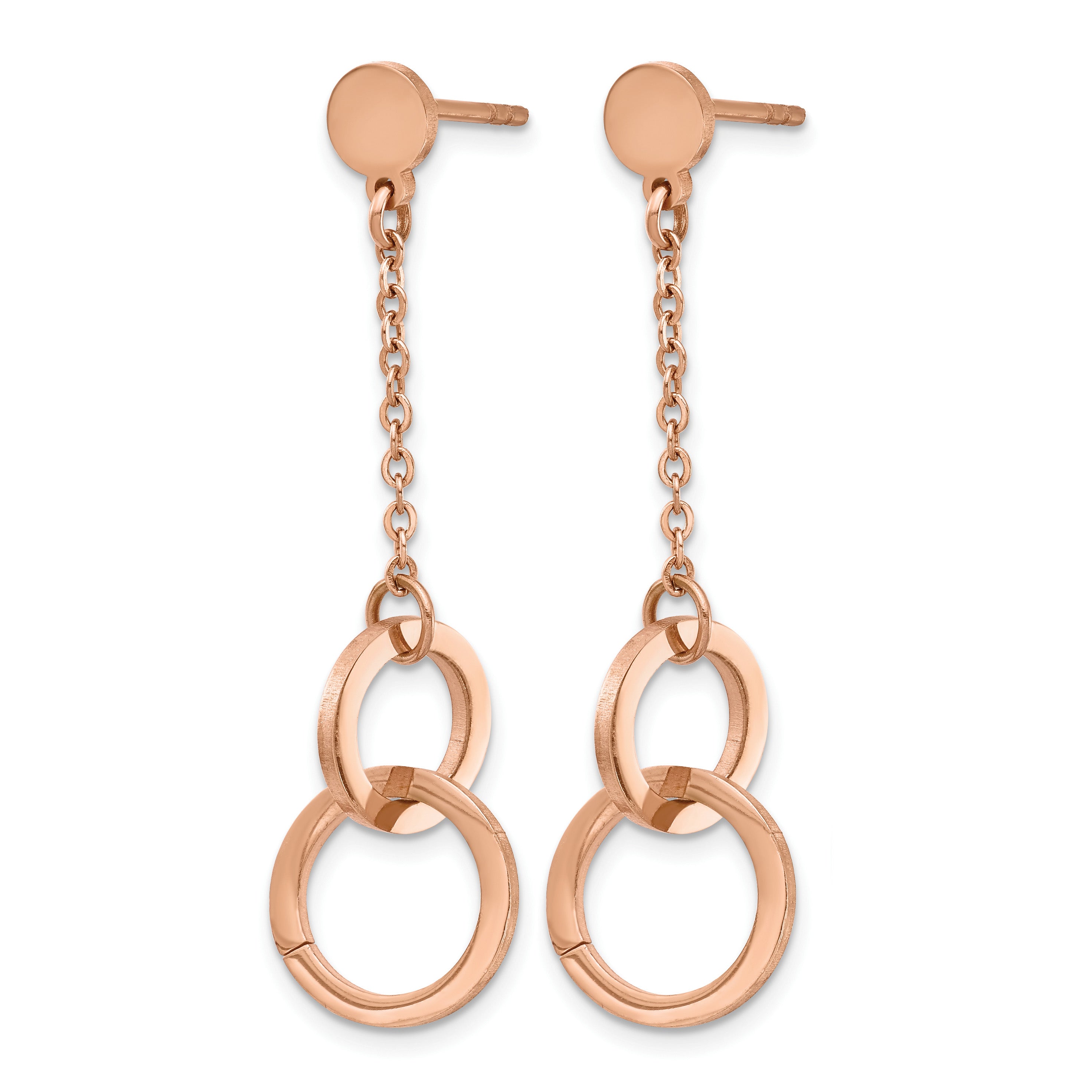 Stainless Steel Rose Gold-Tone Polished Drop Dangle Earrings for Women