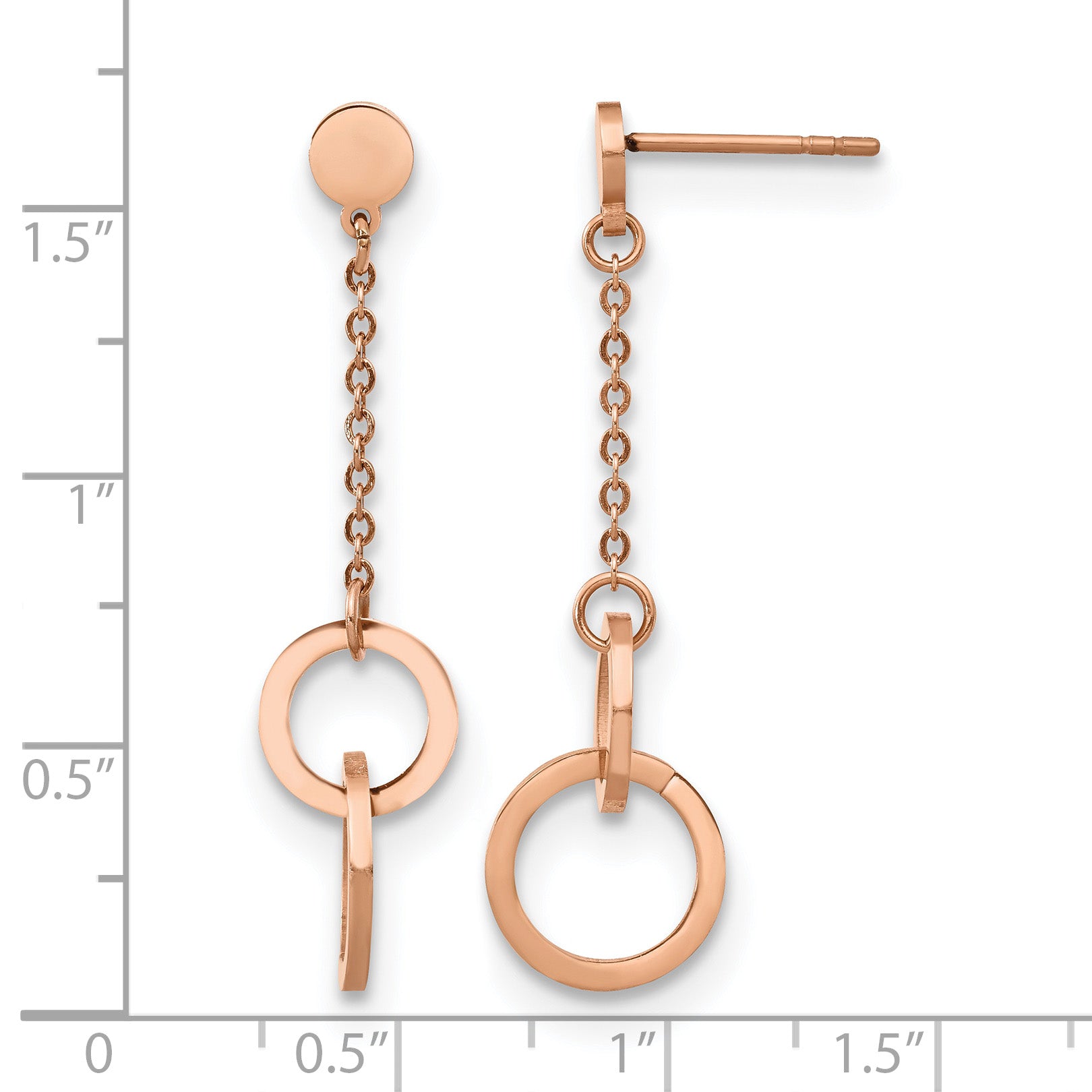 Stainless Steel Rose Gold-Tone Polished Drop Dangle Earrings for Women