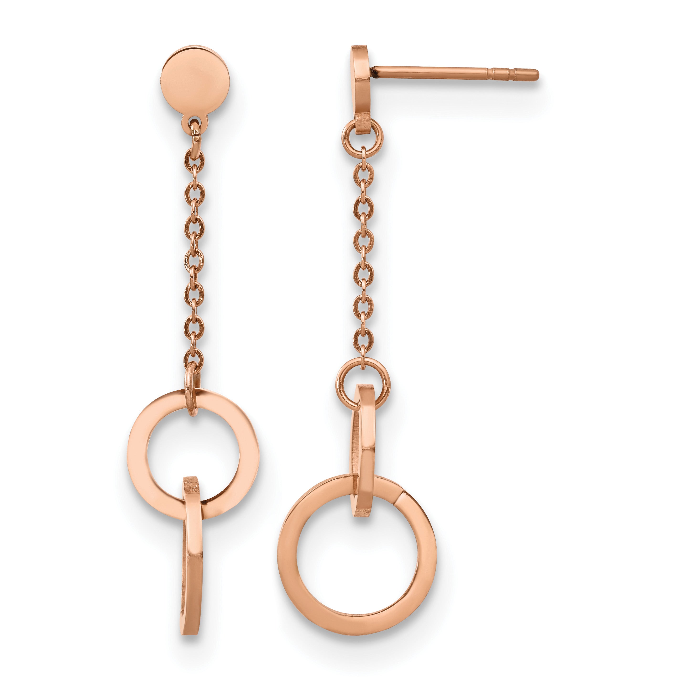 Stainless Steel Rose Gold-Tone Polished Drop Dangle Earrings for Women