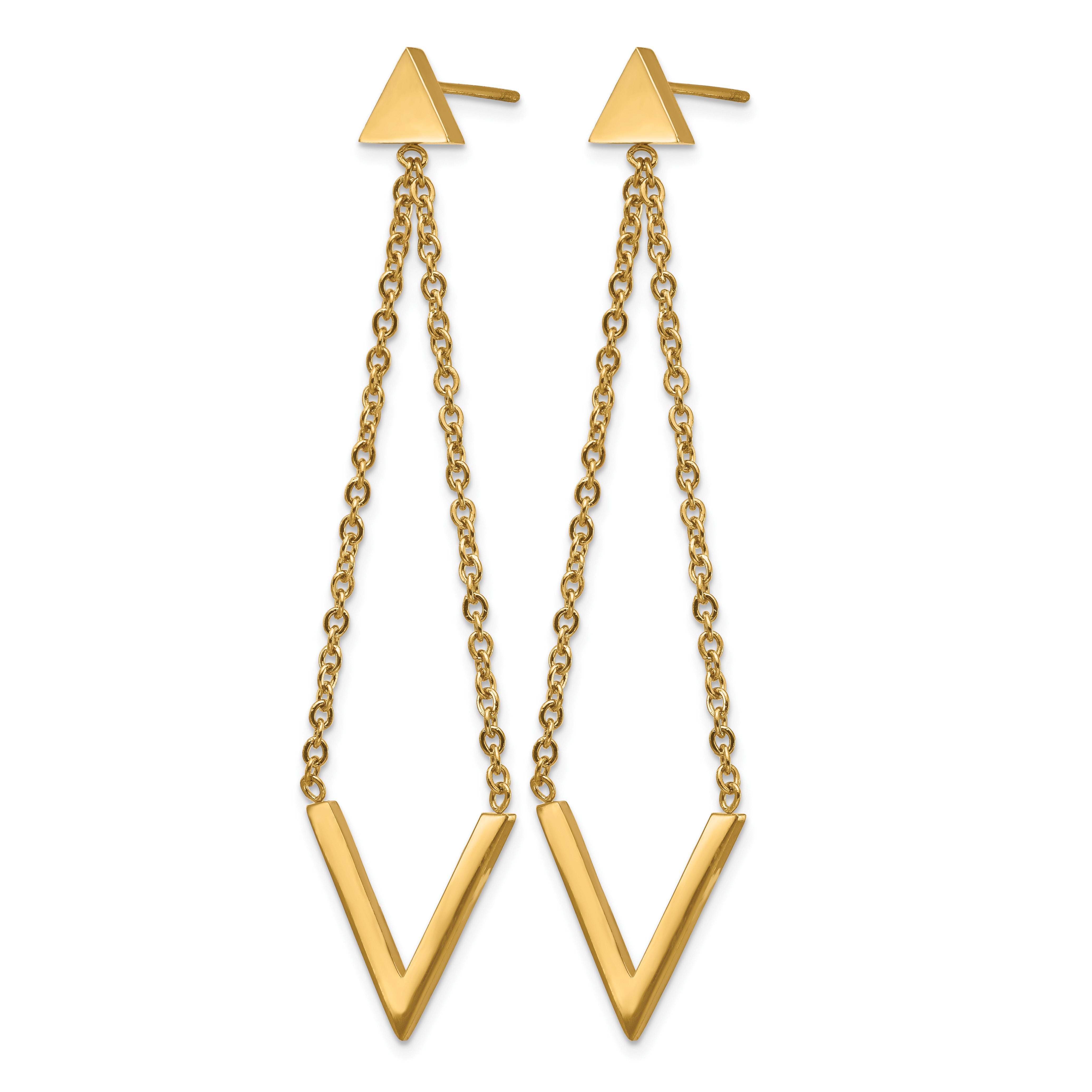 Stainless Steel Gold-Tone Polished Drop Dangle Earrings for Women Secondary image