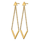 Stainless Steel Gold-Tone Polished Drop Dangle Earrings for Women