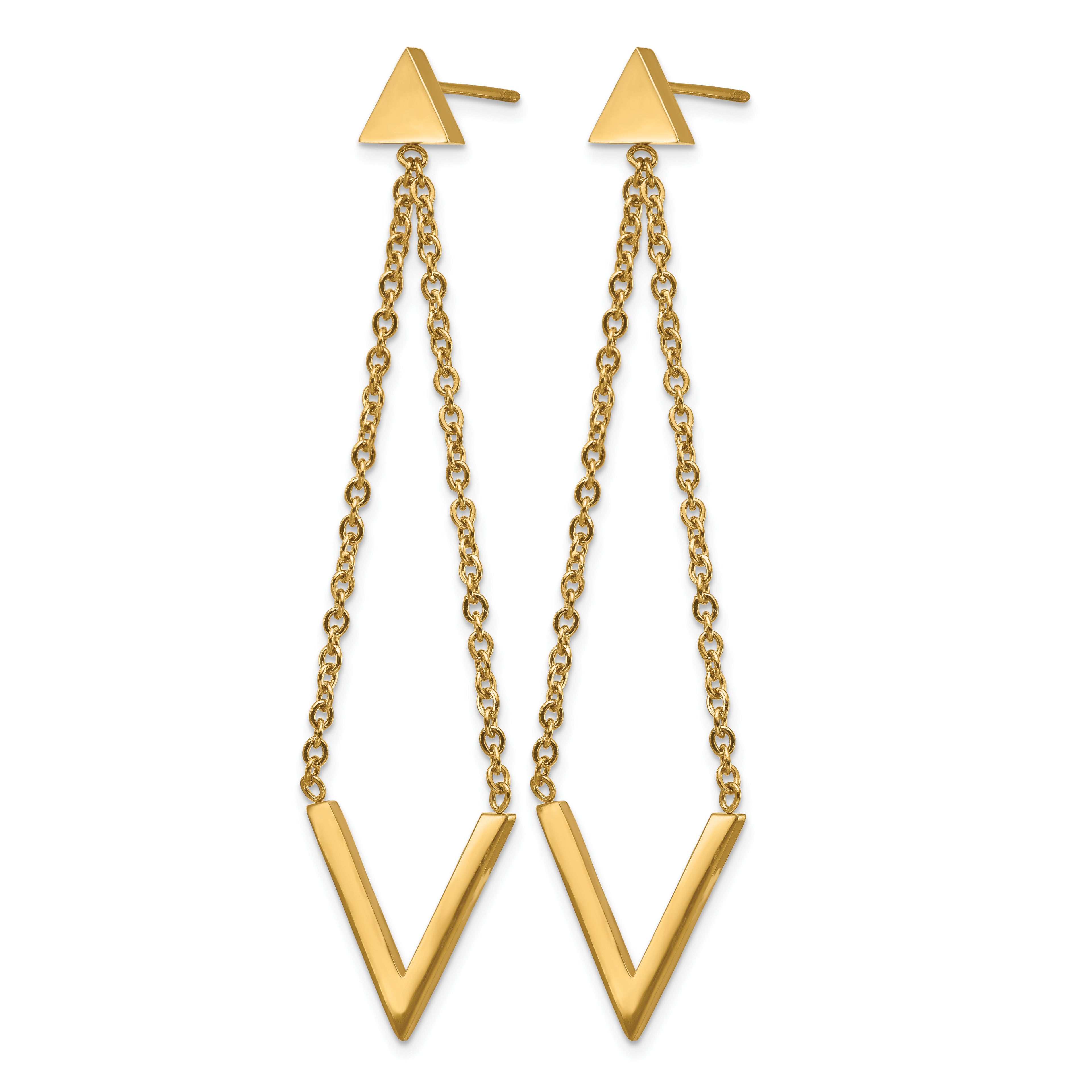 Stainless Steel Gold-Tone Polished Drop Dangle Earrings for Women