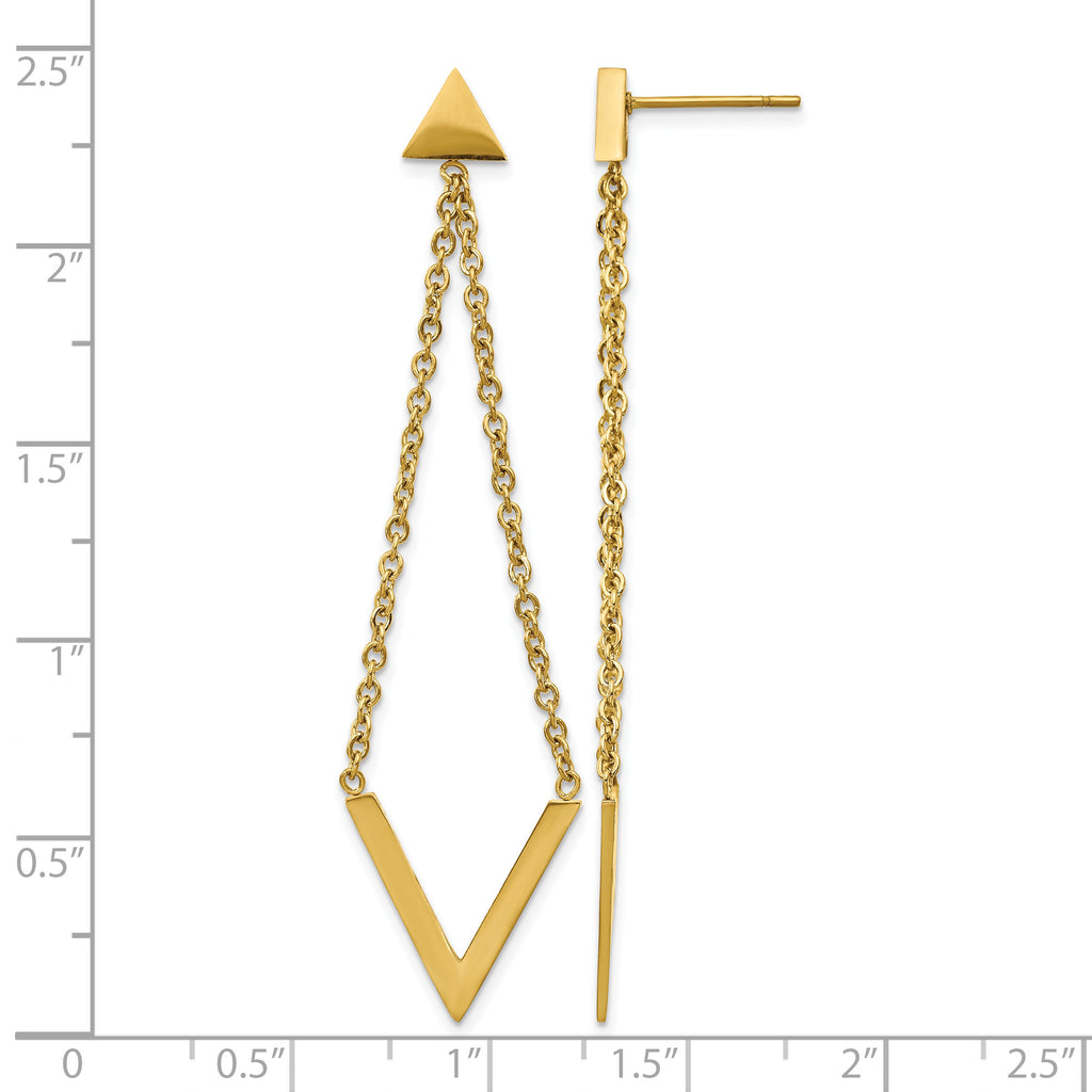 Stainless Steel Gold-Tone Polished Drop Dangle Earrings for Women