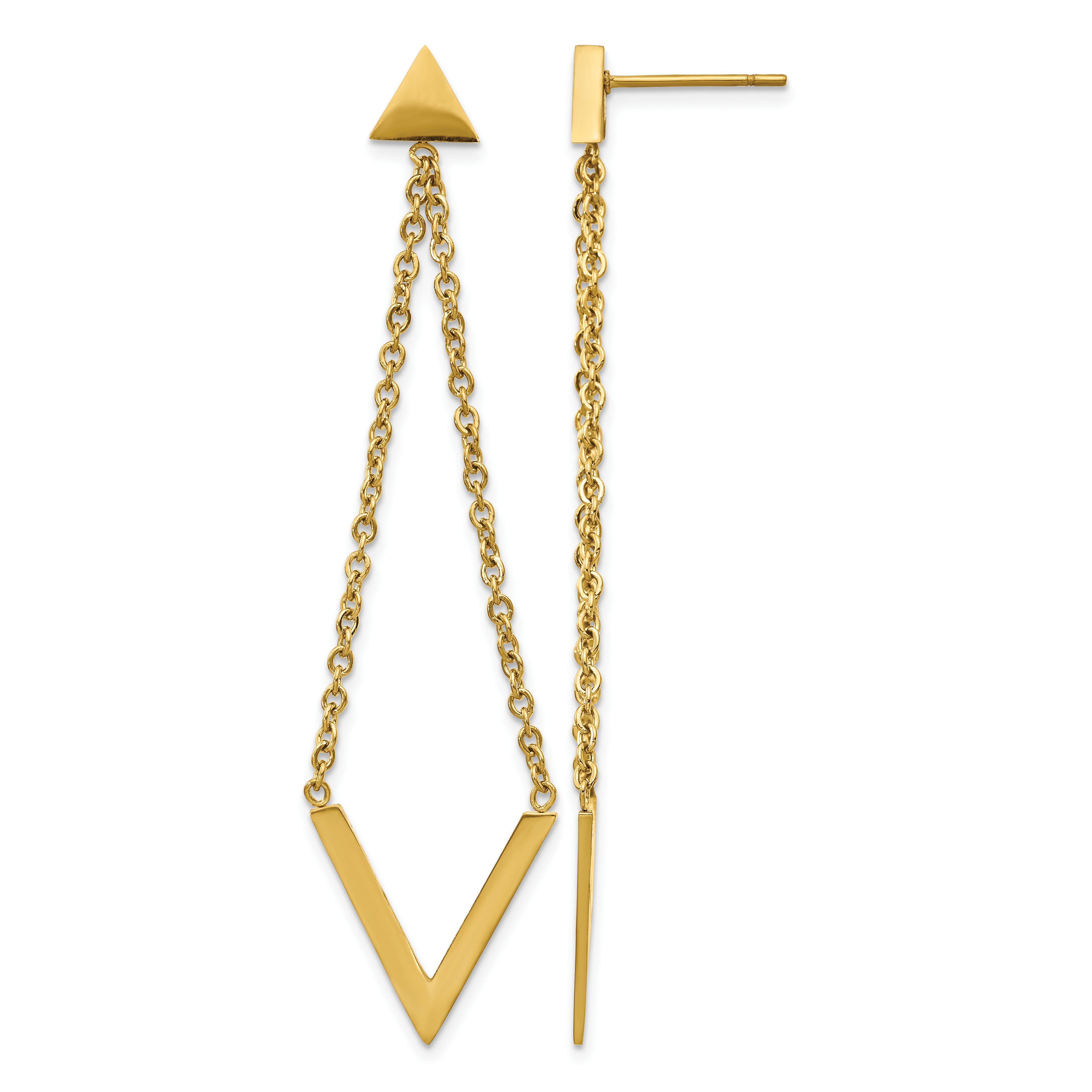 Stainless Steel Gold-Tone Polished Drop Dangle Earrings for Women Main image