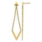 Stainless Steel Gold-Tone Polished Drop Dangle Earrings for Women