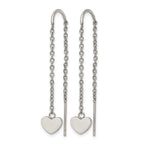 Stainless Steel Polished Heart Threader Earrings for Women