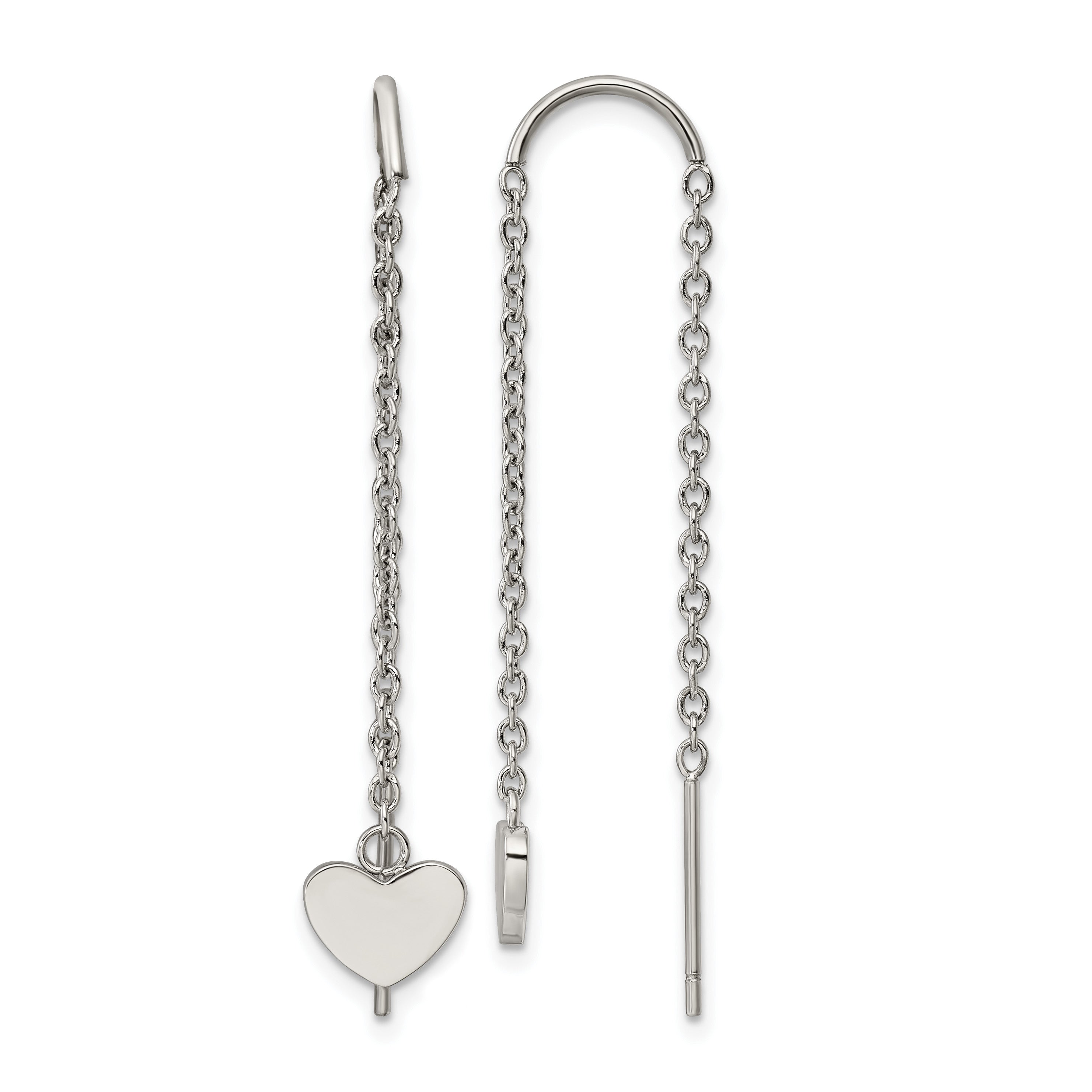 Stainless Steel Polished Heart Threader Earrings for Women Main image