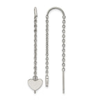 Stainless Steel Polished Heart Threader Earrings for Women