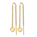 Stainless Steel Gold-Tone Polished Heart Threader Earrings for Women