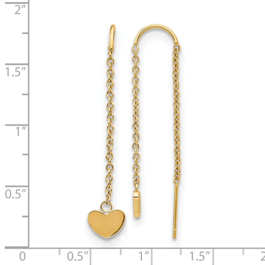 Stainless Steel Gold-Tone Polished Heart Threader Earrings for Women