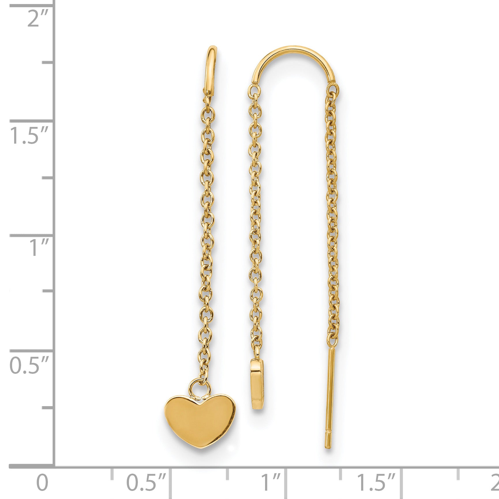 Stainless Steel Gold-Tone Polished Heart Threader Earrings for Women