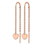 Stainless Steel Rose Gold-Tone Polished Heart Threader Earrings for Women