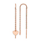 Stainless Steel Rose Gold-Tone Polished Heart Threader Earrings for Women