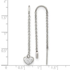 Stainless Steel Polished Heart Crystal Threader Earrings for Women