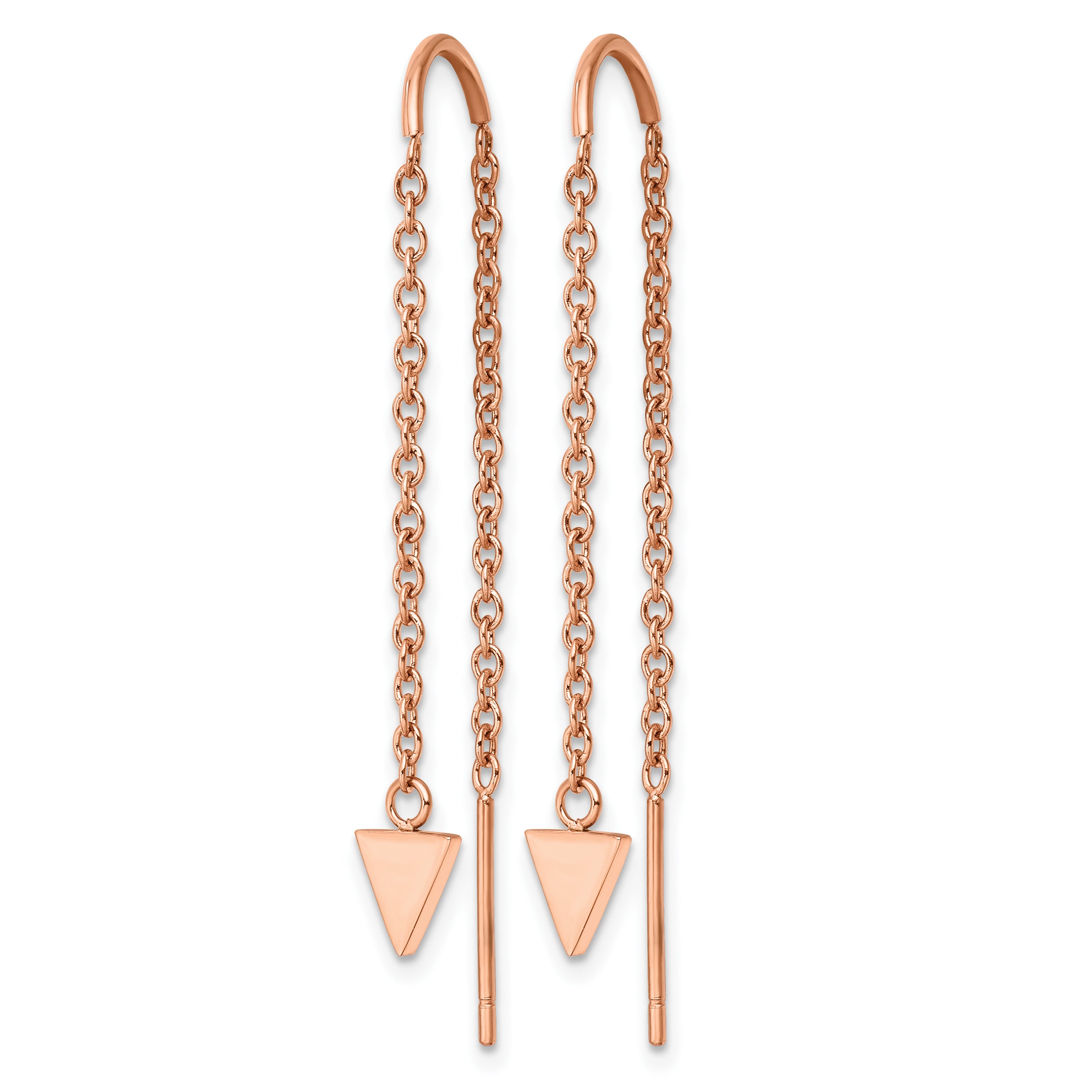 Stainless Steel Rose Gold-Tone Polished Threader Earrings for Women Secondary image