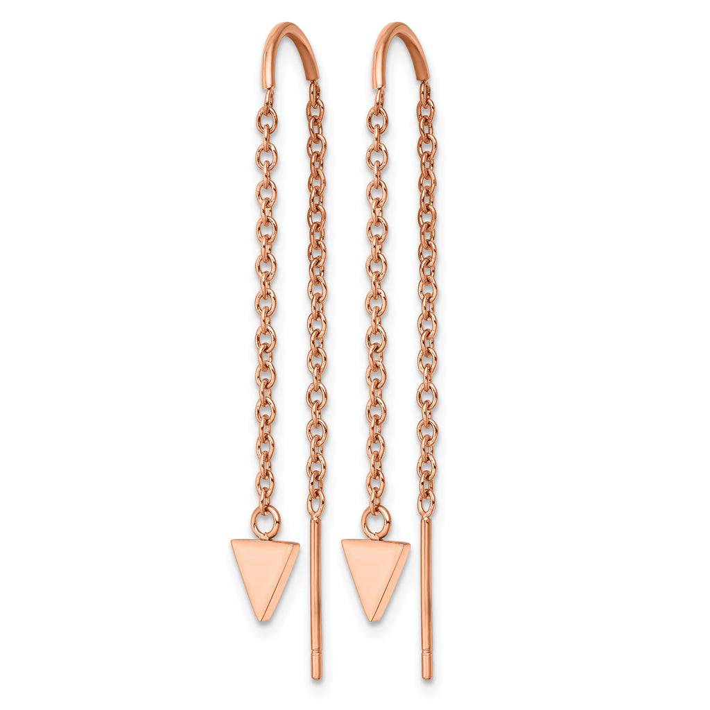 Stainless Steel Rose Gold-Tone Polished Threader Earrings for Women