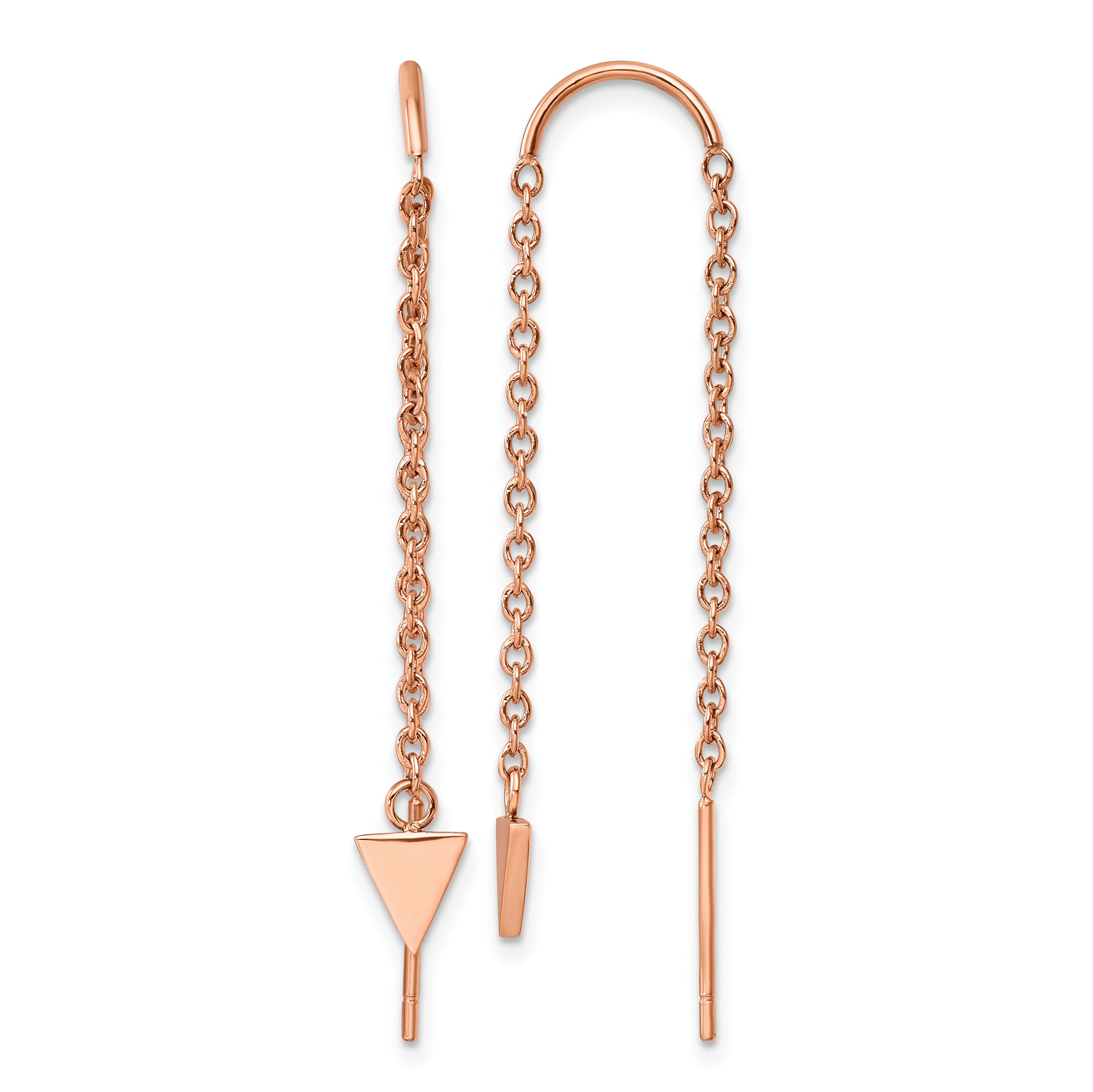 Stainless Steel Rose Gold-Tone Polished Threader Earrings for Women Main image