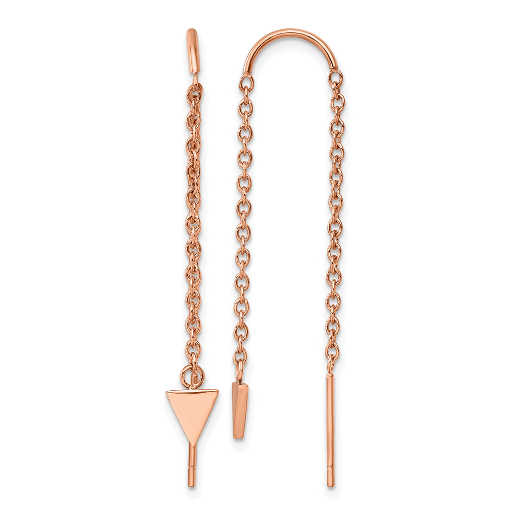 Stainless Steel Rose Gold-Tone Polished Threader Earrings for Women