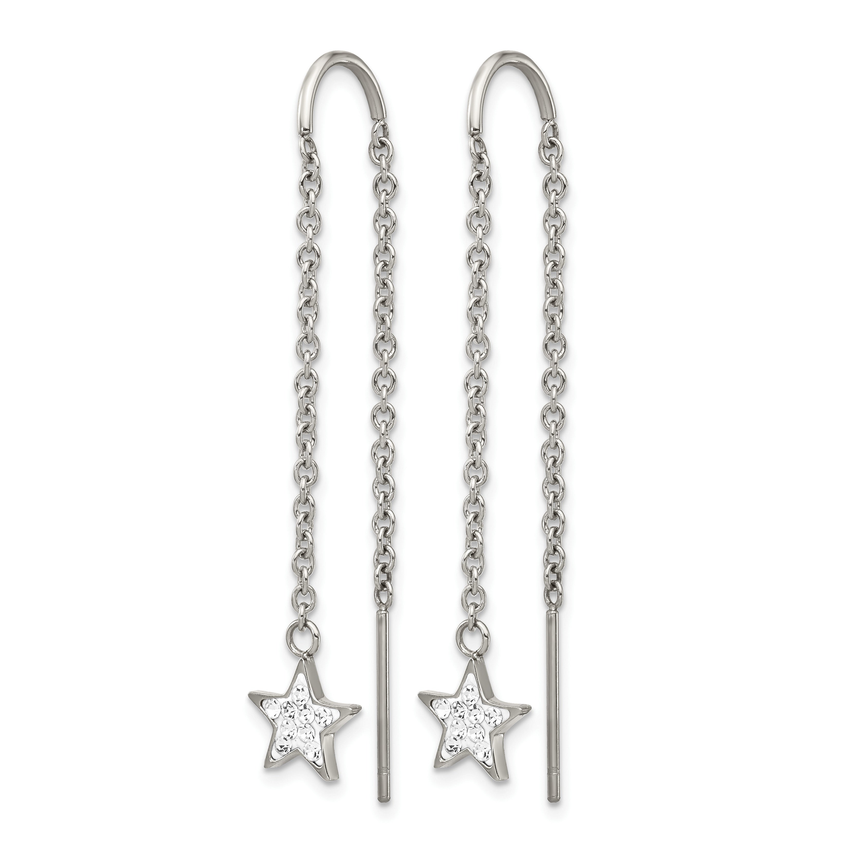 Stainless Steel Polished Star Crystal Threader Earrings for Women Secondary image