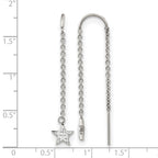 Stainless Steel Polished Star Crystal Threader Earrings for Women