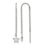 Stainless Steel Polished Star Crystal Threader Earrings for Women
