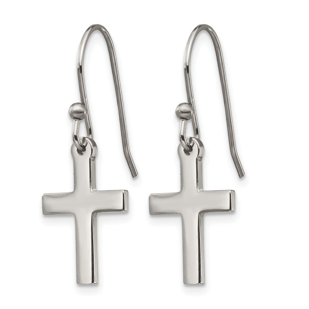 Stainless Steel Polished Cross Drop Dangle Earrings for Women