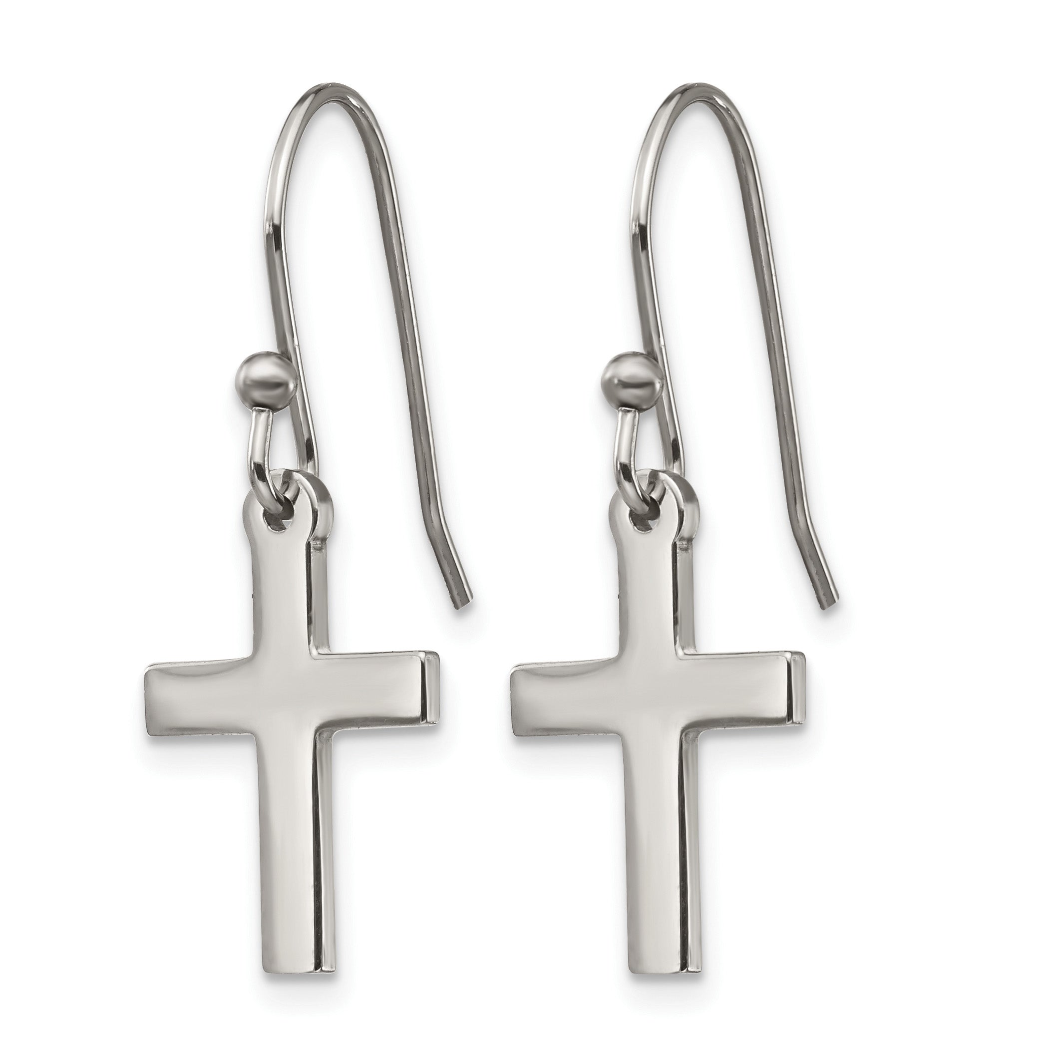 Stainless Steel Polished Cross Drop Dangle Earrings for Women