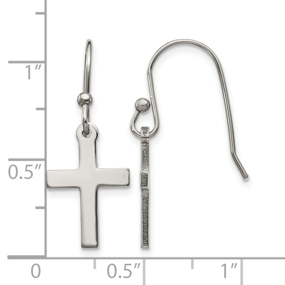 Stainless Steel Polished Cross Drop Dangle Earrings for Women