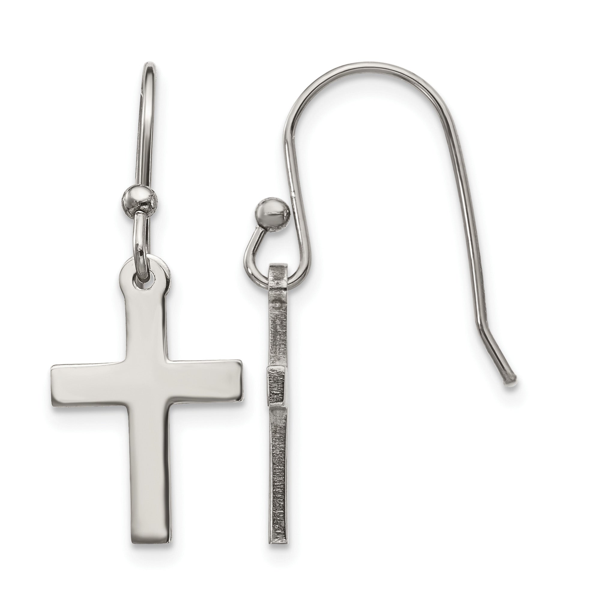 Stainless Steel Polished Cross Drop Dangle Earrings for Women