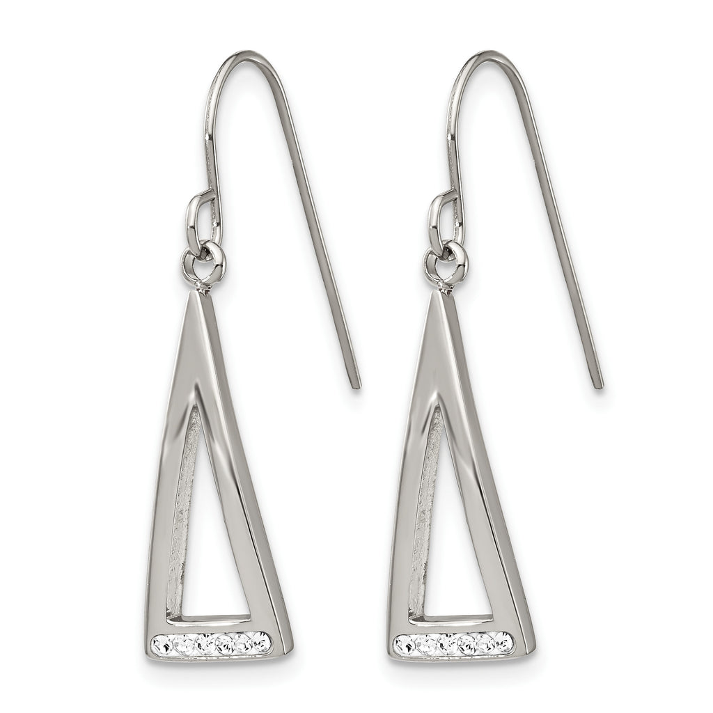 Stainless Steel Polished Crystal Drop Dangle Earrings for Women