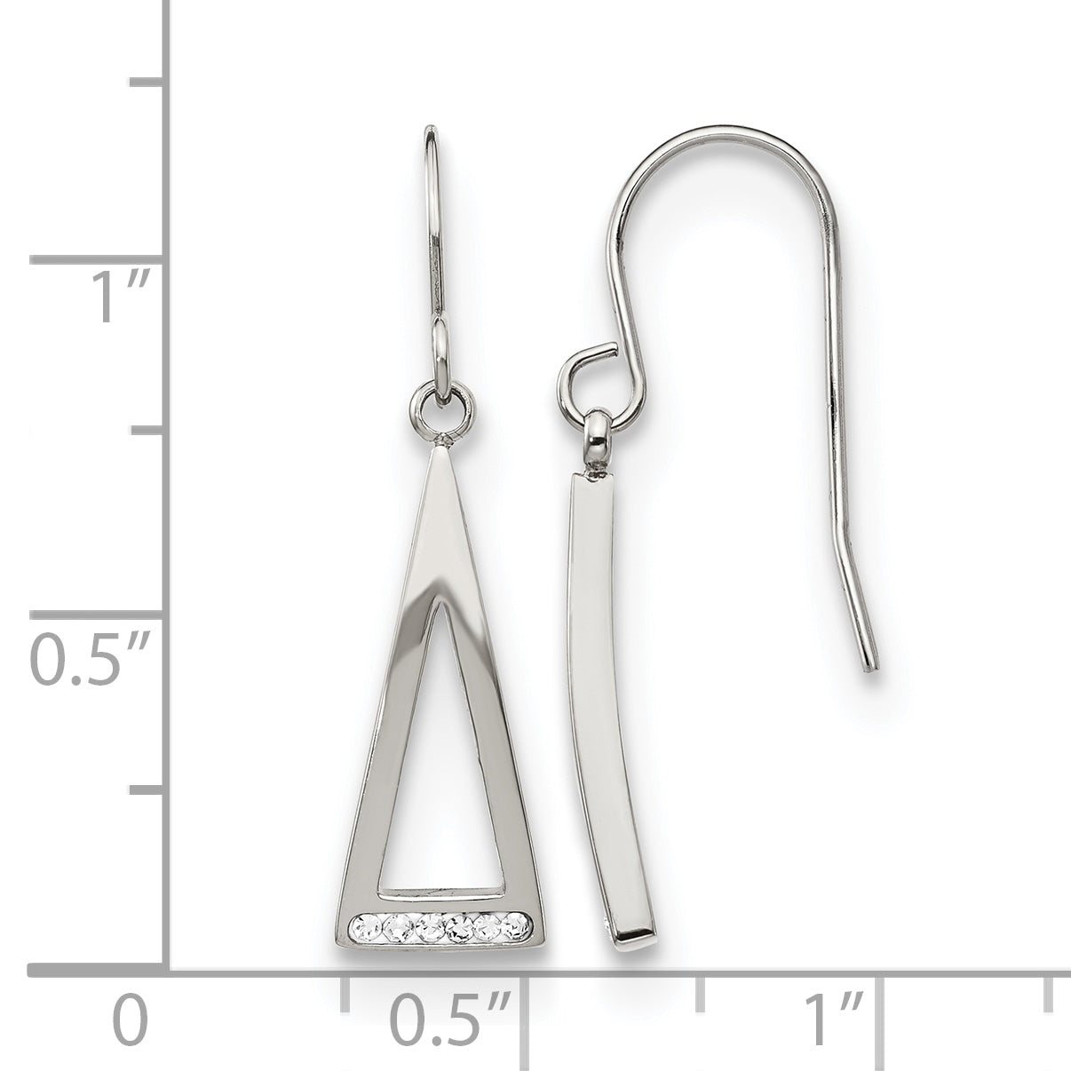 Stainless Steel Polished Crystal Drop Dangle Earrings for Women