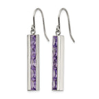 Stainless Steel Polished Purple Cubic Zirconia Drop Dangle Earrings for Women