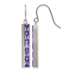 Stainless Steel Polished Purple Cubic Zirconia Drop Dangle Earrings for Women