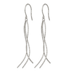 Stainless Steel Polished Textured Drop Dangle Earrings for Women
