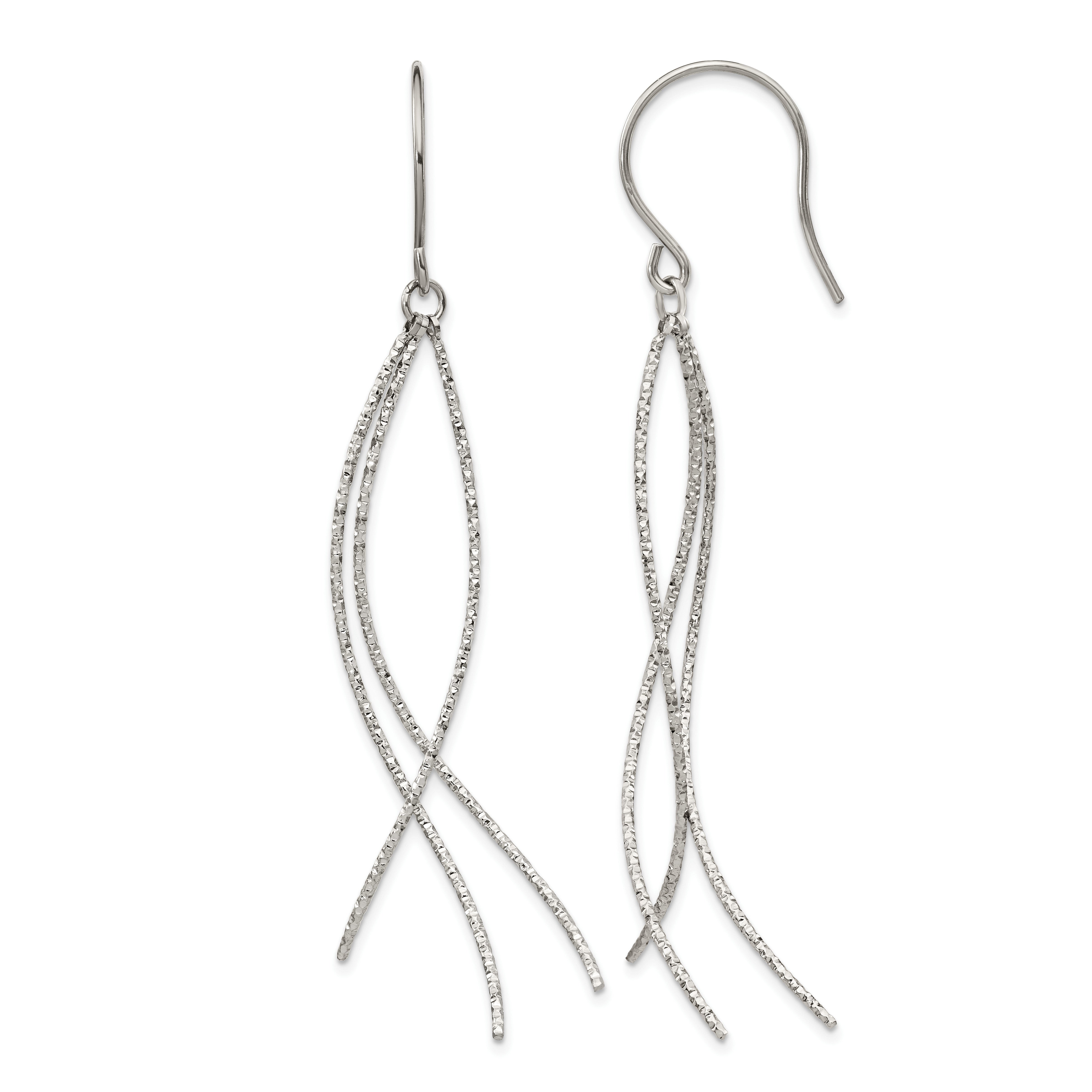 Stainless Steel Polished Textured Drop Dangle Earrings for Women Main image