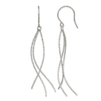 Stainless Steel Polished Textured Drop Dangle Earrings for Women