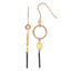 Chisel Stainless Steel Polished Black, Rose and Yellow IP-plated Dangle Shepherd Hook Earrings