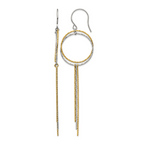 Stainless Steel Gold-Tone Polished Textured Drop Dangle Earrings for Women