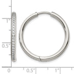 Stainless Steel Polished Hinged Cubic Zirconia Huggie Hoop Earrings for Women