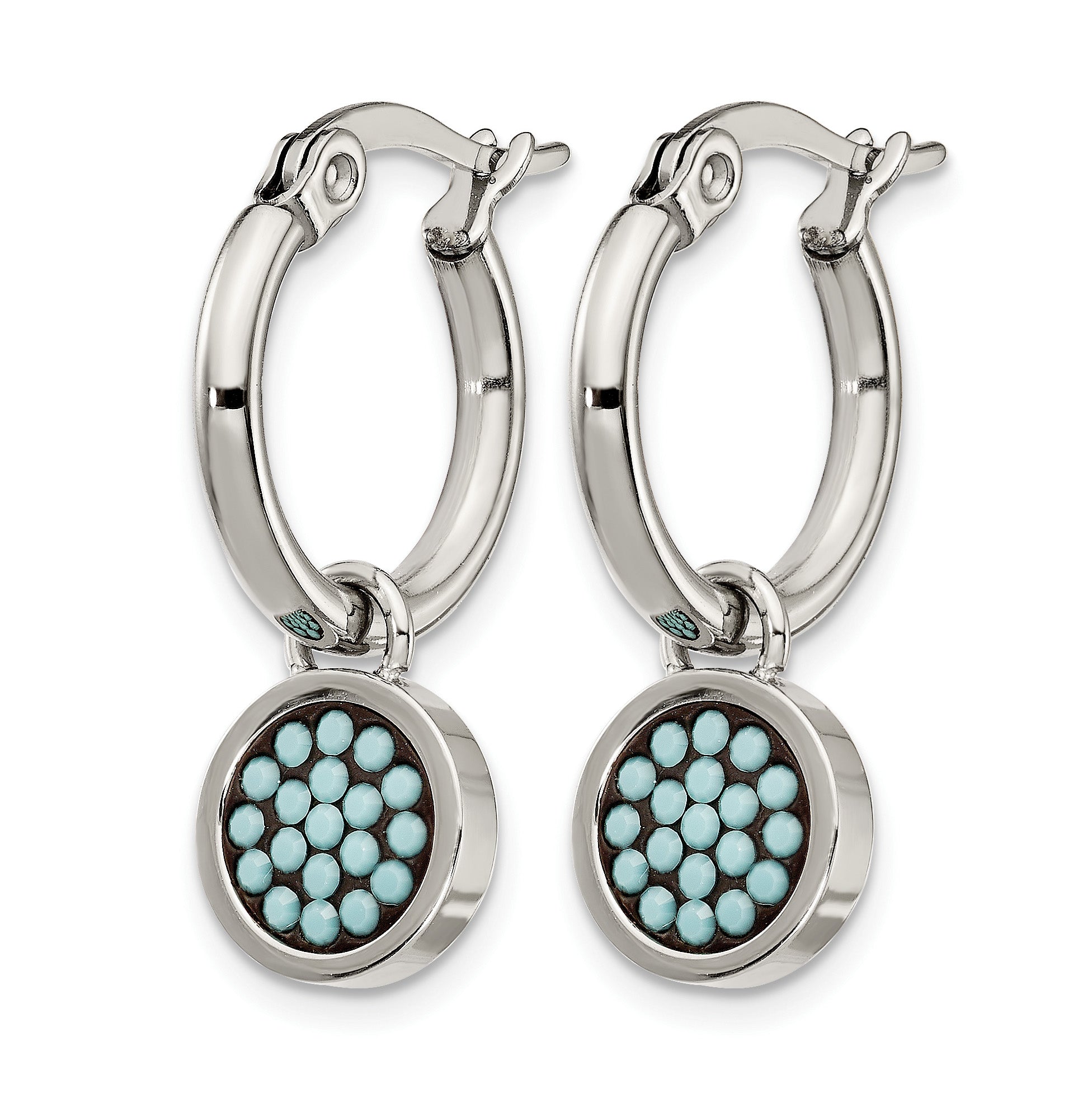 Stainless Steel Polished Blue Crystal Hoop Earrings for Women Secondary image