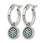 Stainless Steel Polished Blue Crystal Hoop Earrings for Women