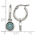 Stainless Steel Polished Blue Crystal Hoop Earrings for Women