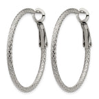 Stainless Steel Polished Textured Hoop Earrings for Women