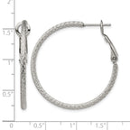 Stainless Steel Polished Textured Hoop Earrings for Women