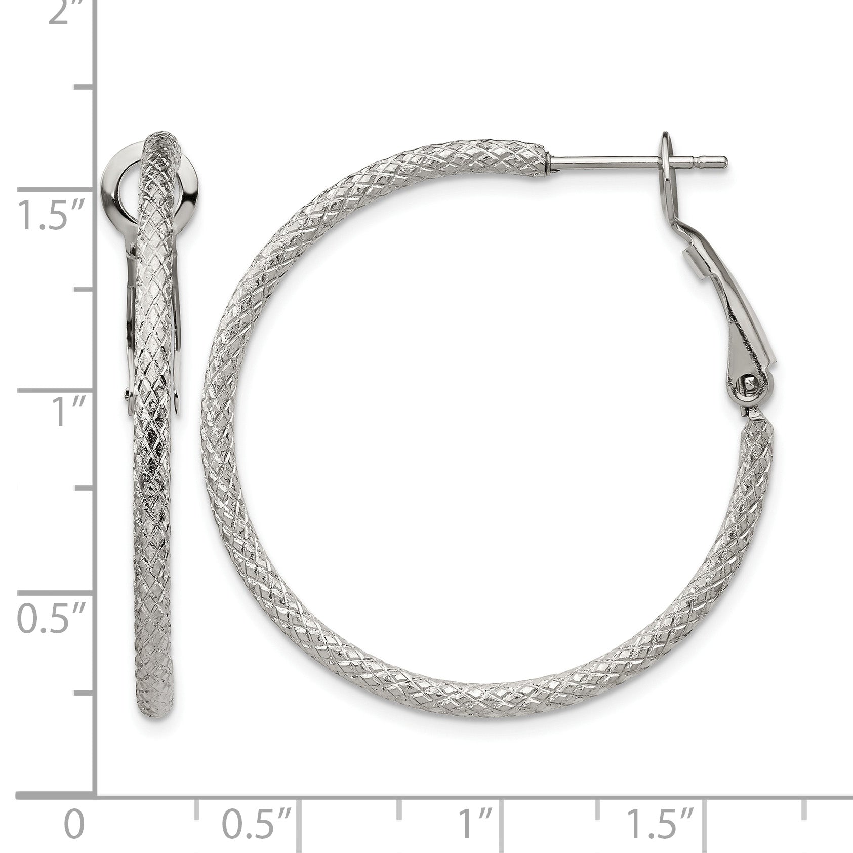 Stainless Steel Polished Textured Hoop Earrings for Women
