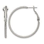 Stainless Steel Polished Textured Hoop Earrings for Women