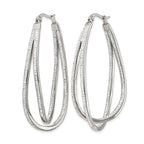 Stainless Steel Polished Twisted Crystal In & Out Hoop Earrings for Women
