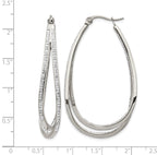 Stainless Steel Polished Twisted Crystal In & Out Hoop Earrings for Women